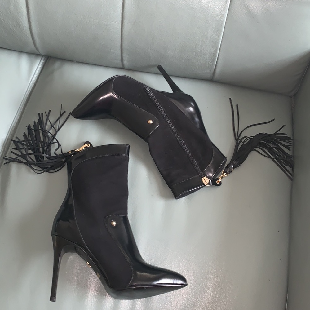 Just Cavalli Paneled Leather and Suede Boots - Picture 1 of 16